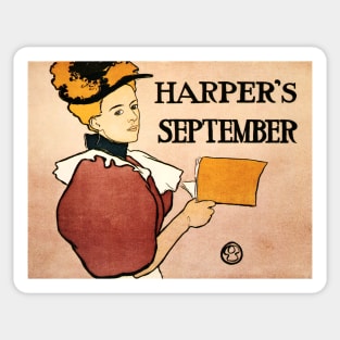 HARPER'S SEPTEMBER Magazine Cover by American Illustrator Edward Penfield Art Sticker